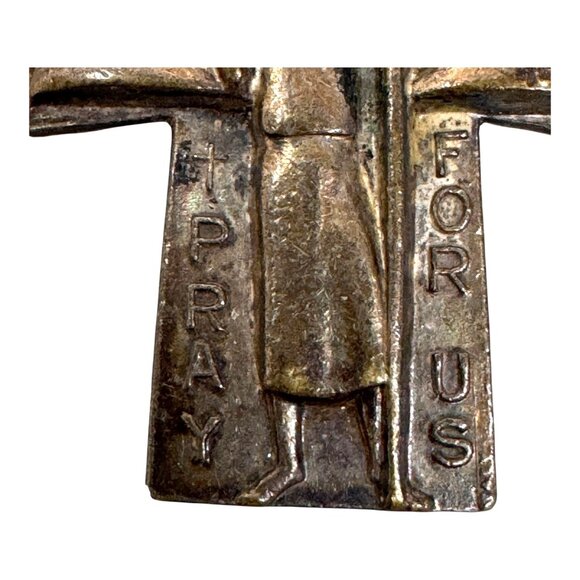 Catholic Saint Christopher Protect Us Bronze Devotional Cross Pendant Religious - Picture 5 of 7